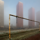 High-rise flats in the mist